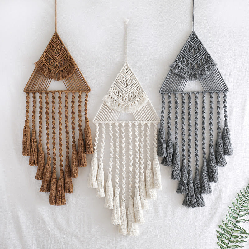 Handwoven Dream Catcher as a Triangular Pendant