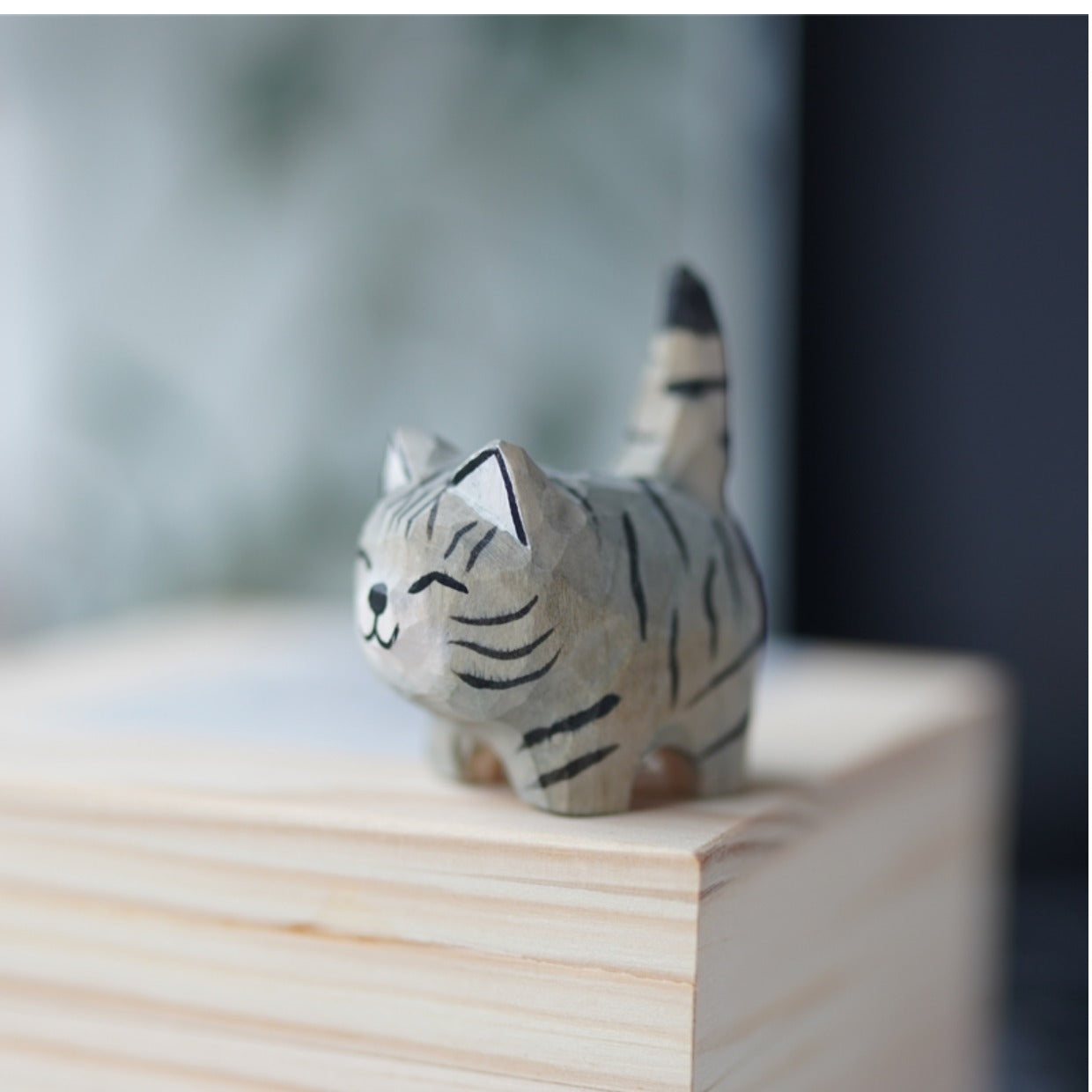 Hand Carved Wooden Cat