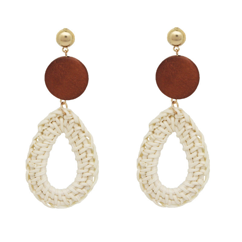 Hand woven rattan earrings