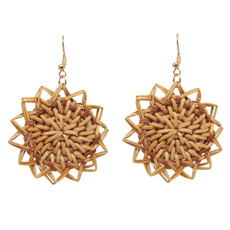 Hand woven rattan earrings