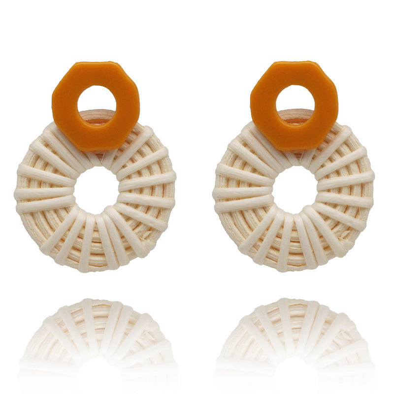 Hand woven rattan earrings