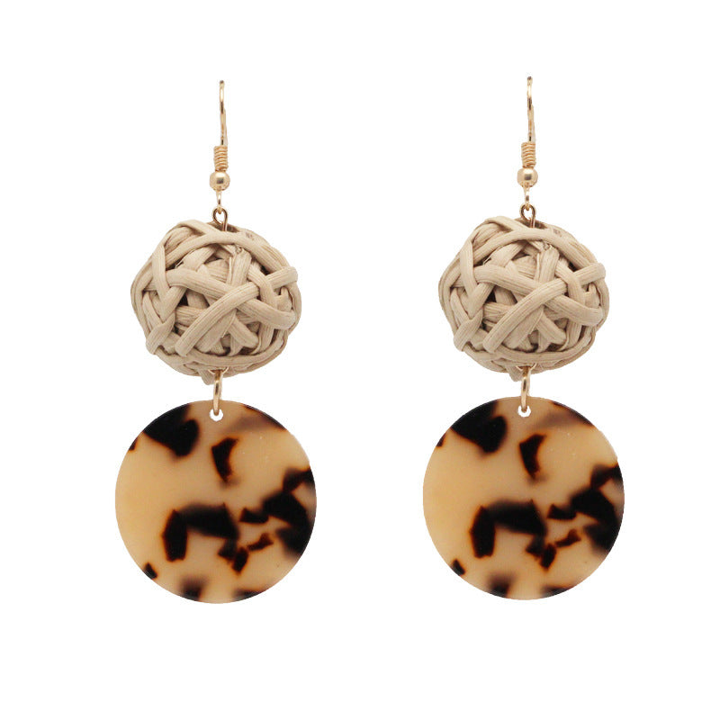 Hand woven rattan earrings