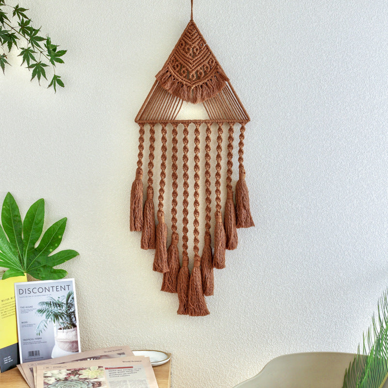 Handwoven Dream Catcher as a Triangular Pendant