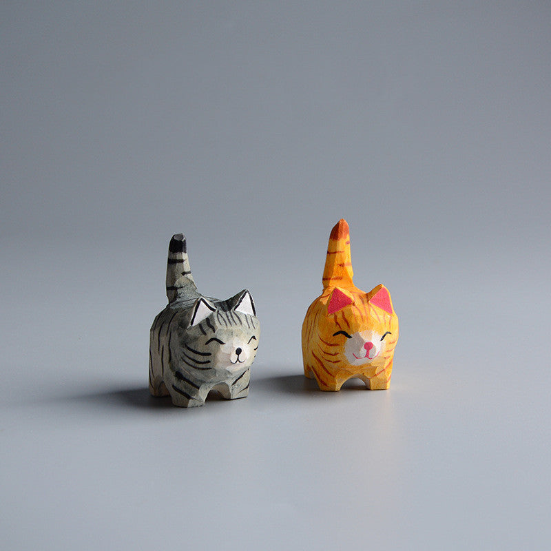 Hand Carved Wooden Cat