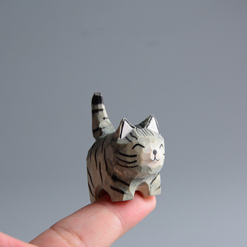 Hand Carved Wooden Cat