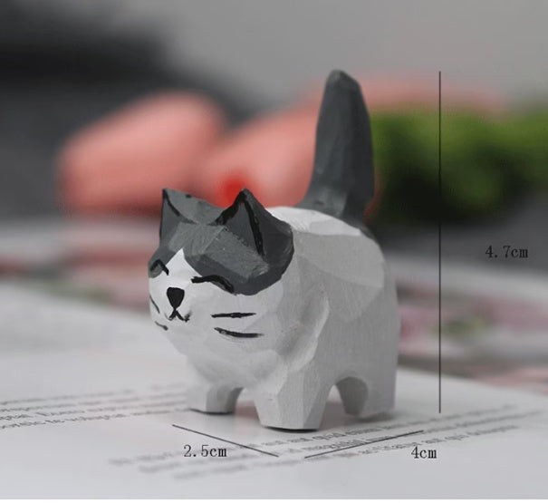Hand Carved Wooden Cat