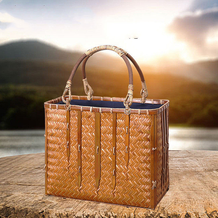 Bamboo Woven Traditional Picnic Bag